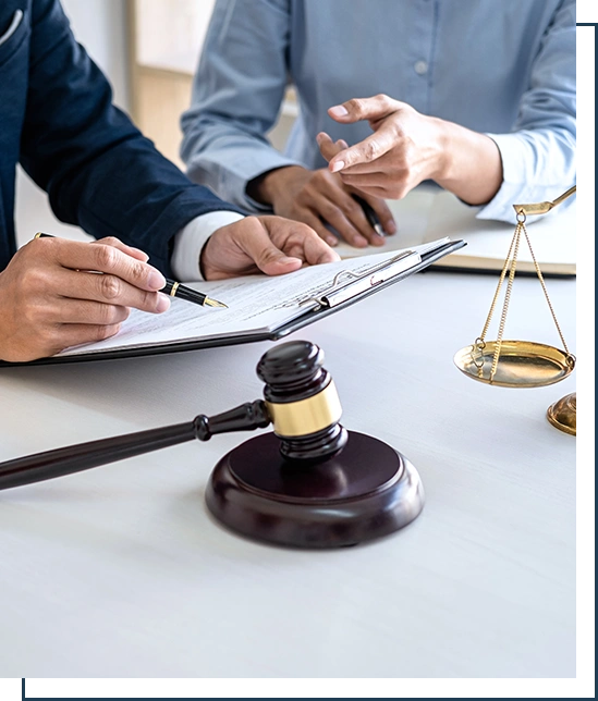 Lawyer showing a document to a client