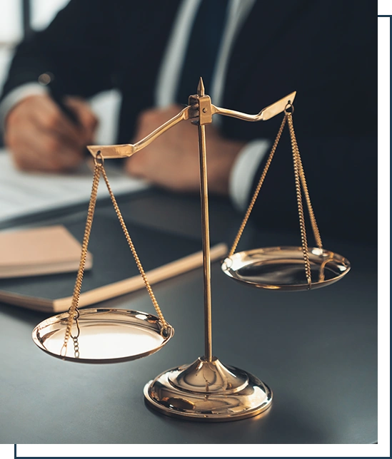 lawyer colleagues working on desk at law firm office
