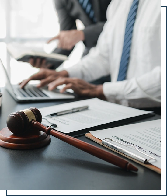 Two lawyers are meeting together to brainstorm ideas.